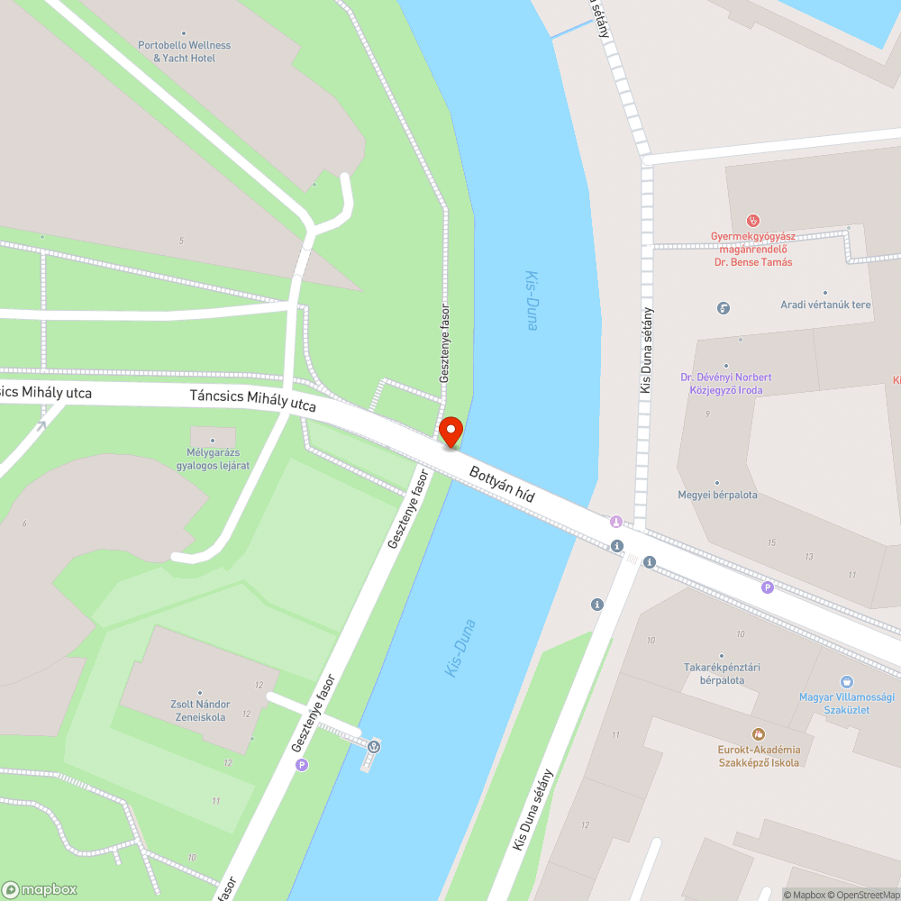 Bottyán híd - veszélyes közműfedél bejelentés helye