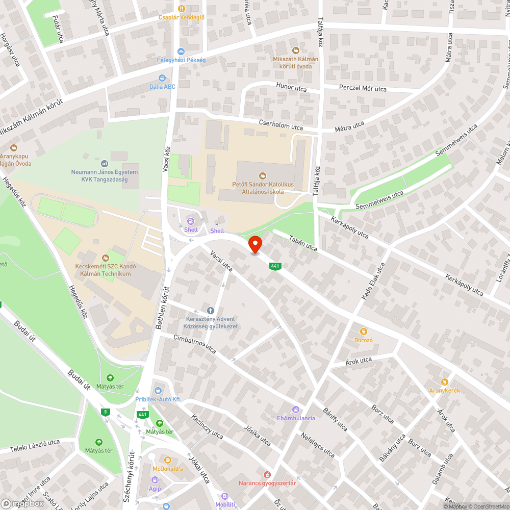 Nem ég a lámpa a Betlen körút egy részén bejelentés helye