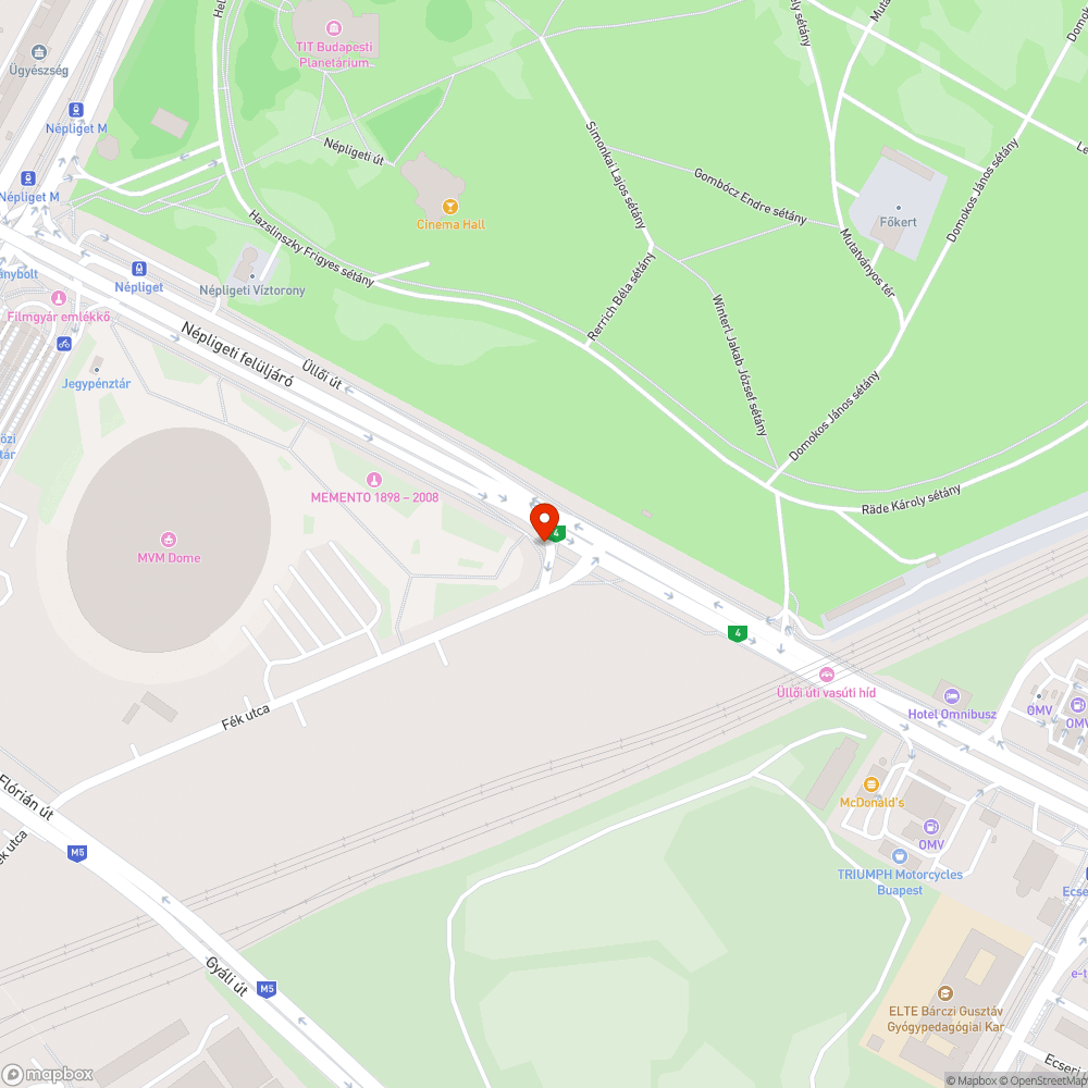 Rommá tört autó a járdán/kerékpárúton bejelentés helye