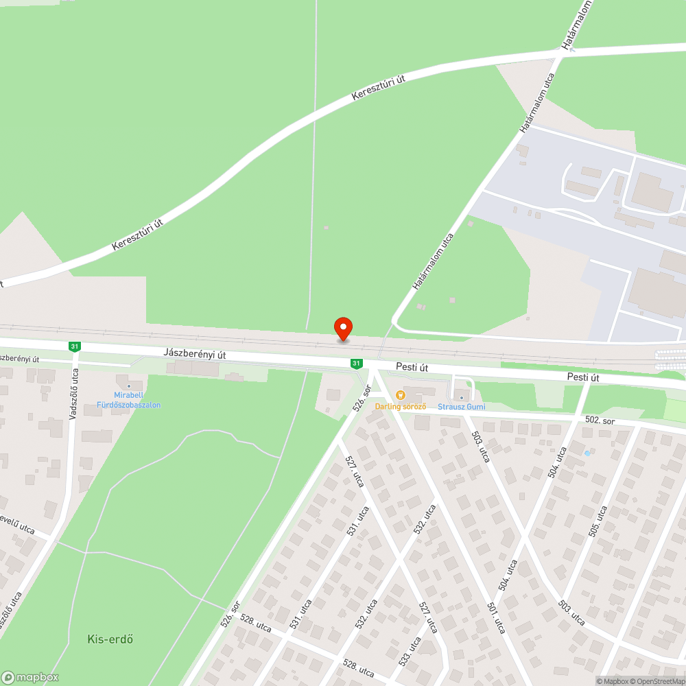 Óriási pocsolya a Jászberényi úton bejelentés helye