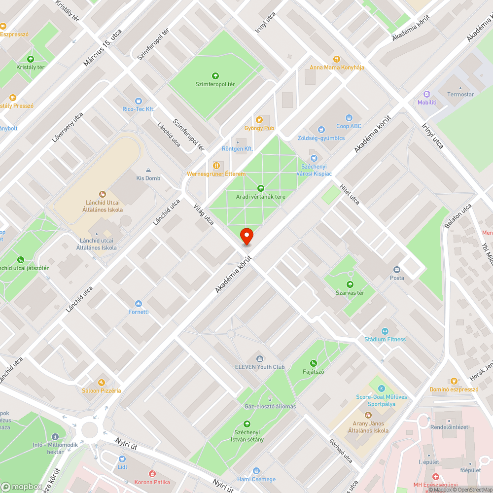 Kereszteződésben nem működő közvilágítás bejelentés helye