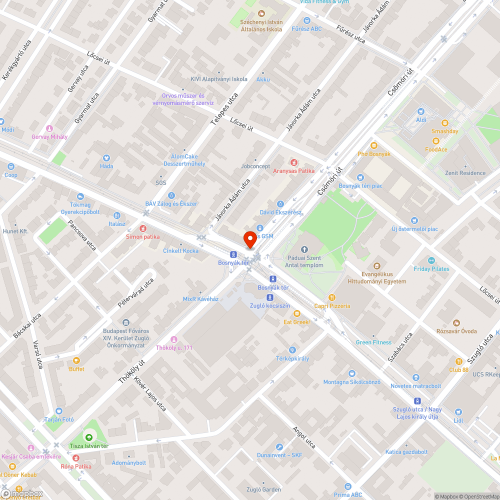 Bosnyák téri kereszteződésben megkopott útburkolati jelek bejelentés helye