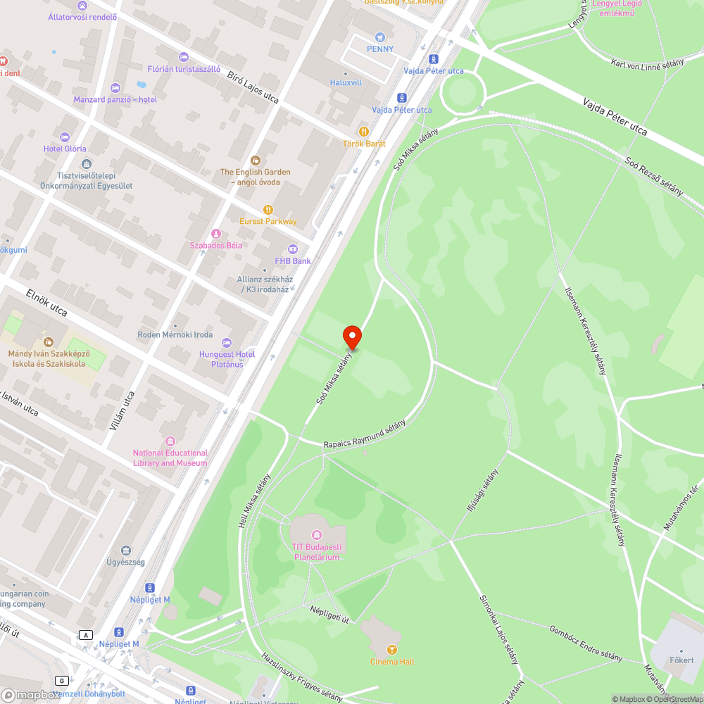 Népligetben egy szakaszon hetek óta nincs közvilágítás bejelentés helye