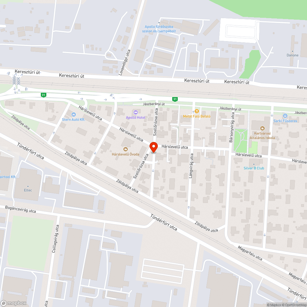 Űrszelvénybe lógó faágak bejelentés helye