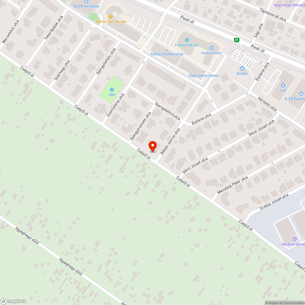 Veszélyes járda bejelentés helye