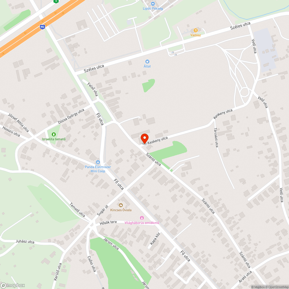 2030 Érd, Keskeny út és környező kavicsos utak aszfaltozása bejelentés helye