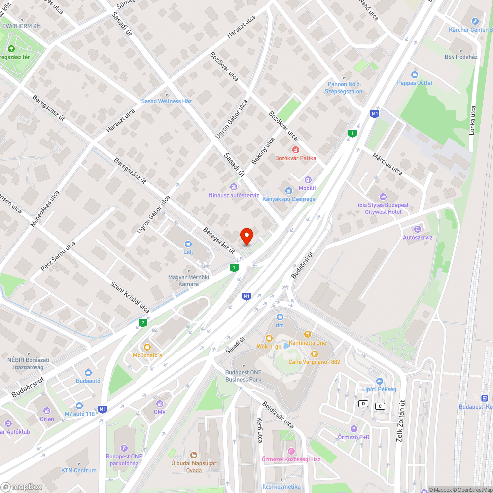 Budaörsi út 119/c teli szemetes bejelentés helye