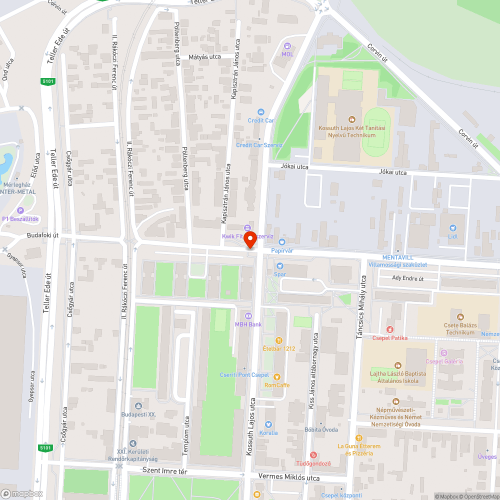 Kátyú a kereszteződés keleti oldalán bejelentés helye