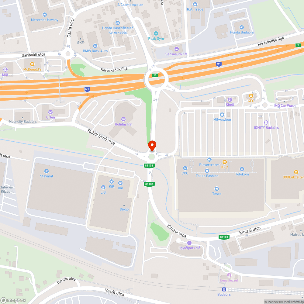 Kátyú a budaörsi Tesco körforgalmában bejelentés helye