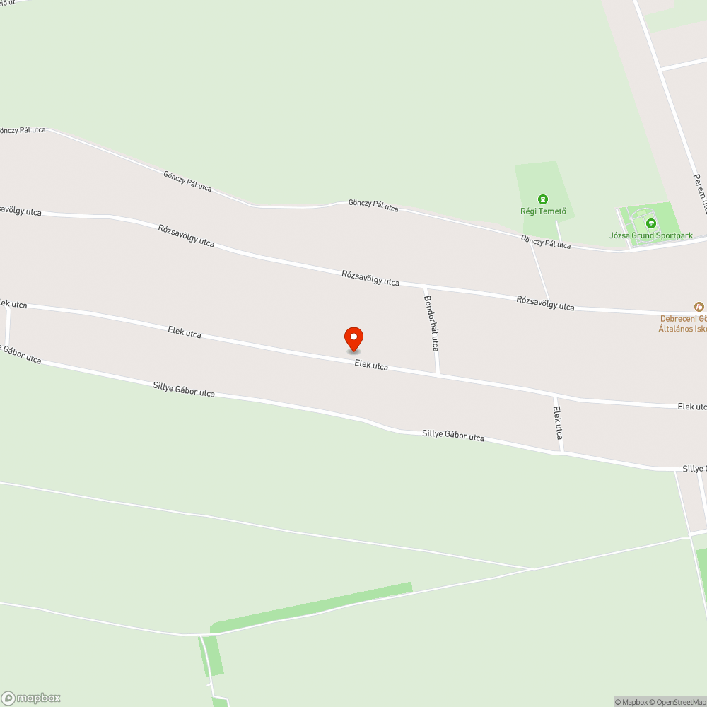 Debrecen-Józsa Elek utca 111. környékén kátyú bejelentés helye