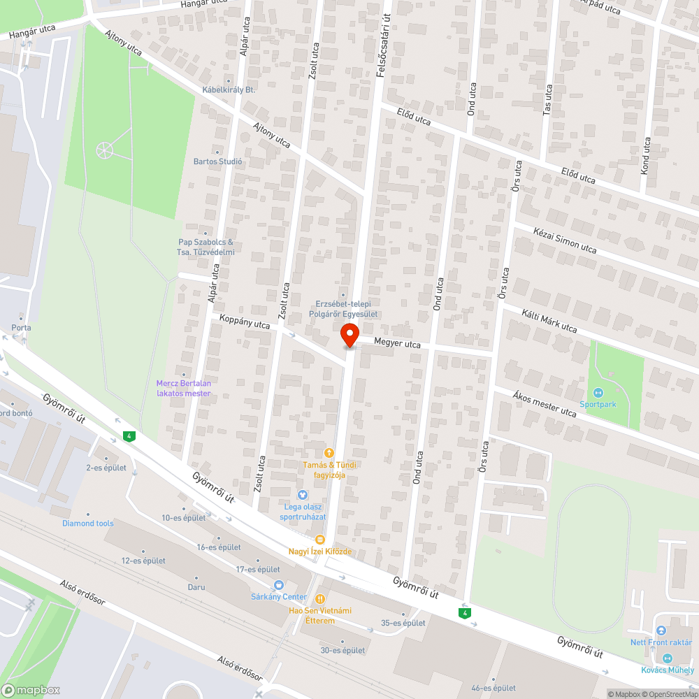 Kátyú bejelentés helye