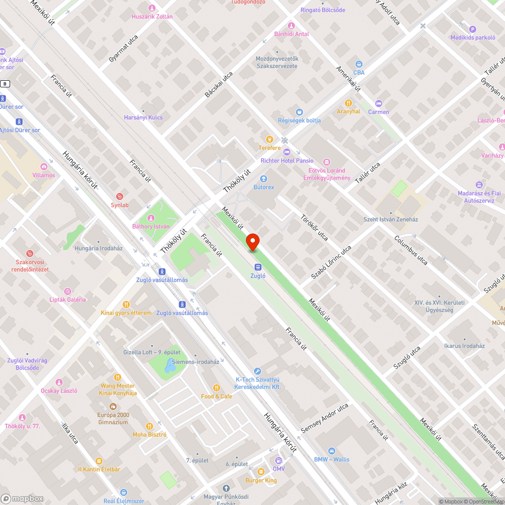 Törött pad Zugló vasútállomás bejelentés helye