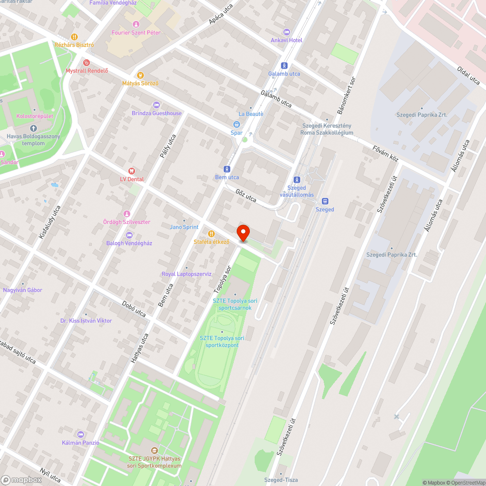 Teljesen sötét szakasz bejelentés helye