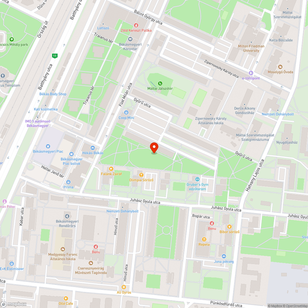 Békásmegyer fái bejelentés helye