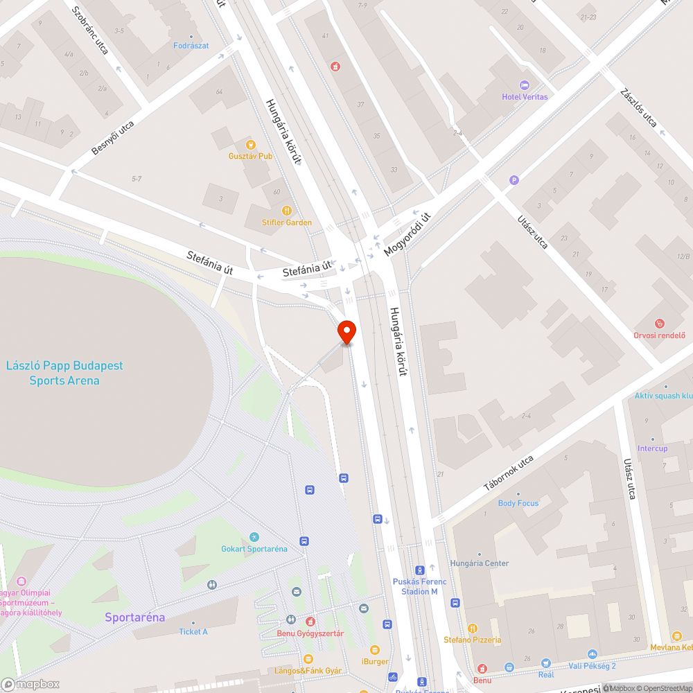 Hungária krt. - Mogyoródi út - Stefánia út csomóponti táblakáosz bejelentés helye