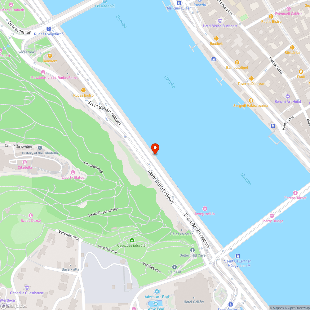 Szent Gellért (felső) rakparton nincs közvilágítás bejelentés helye