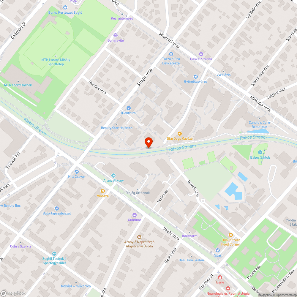 Szemét a Rákos-patak partján bejelentés helye