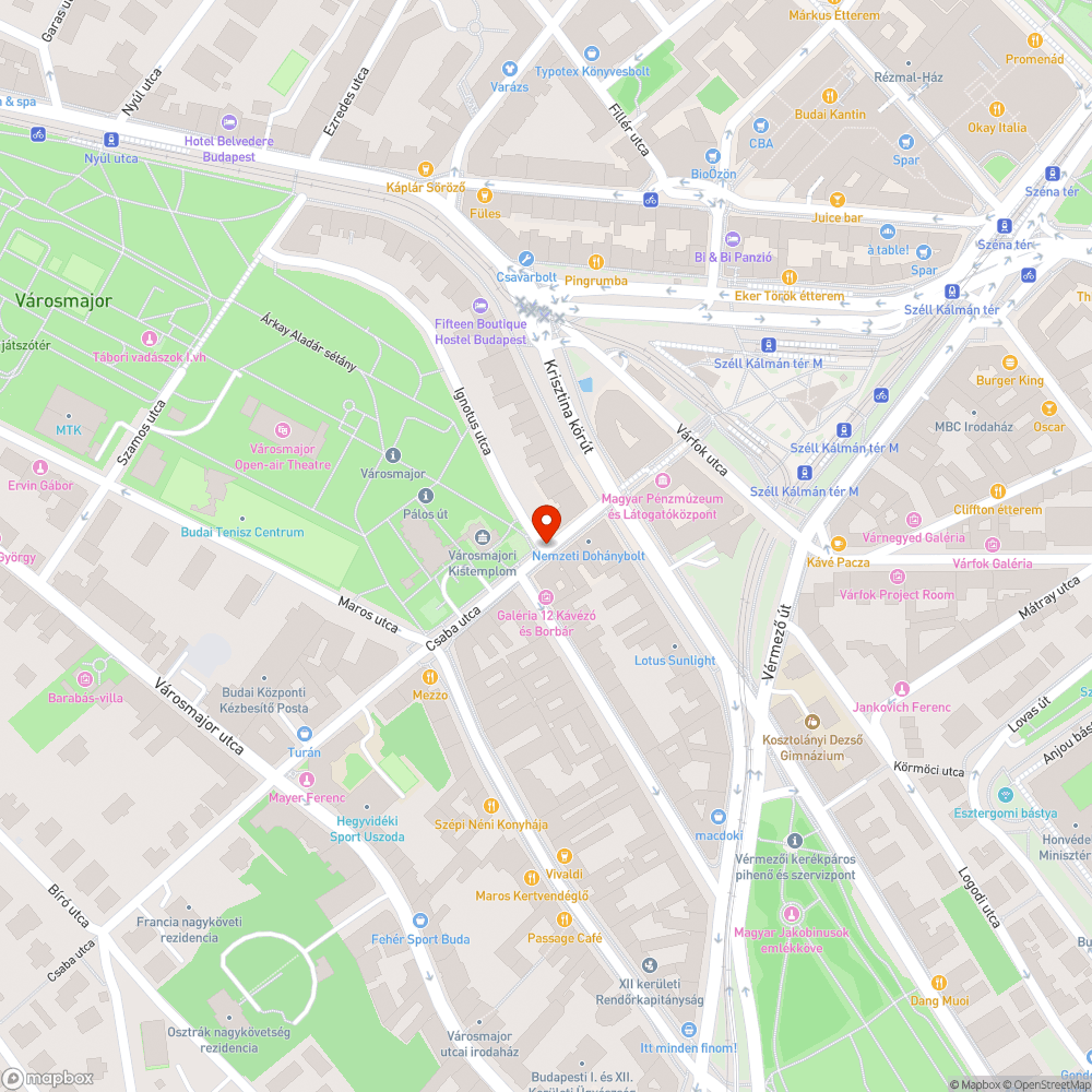 A kátyú bejelentés helye