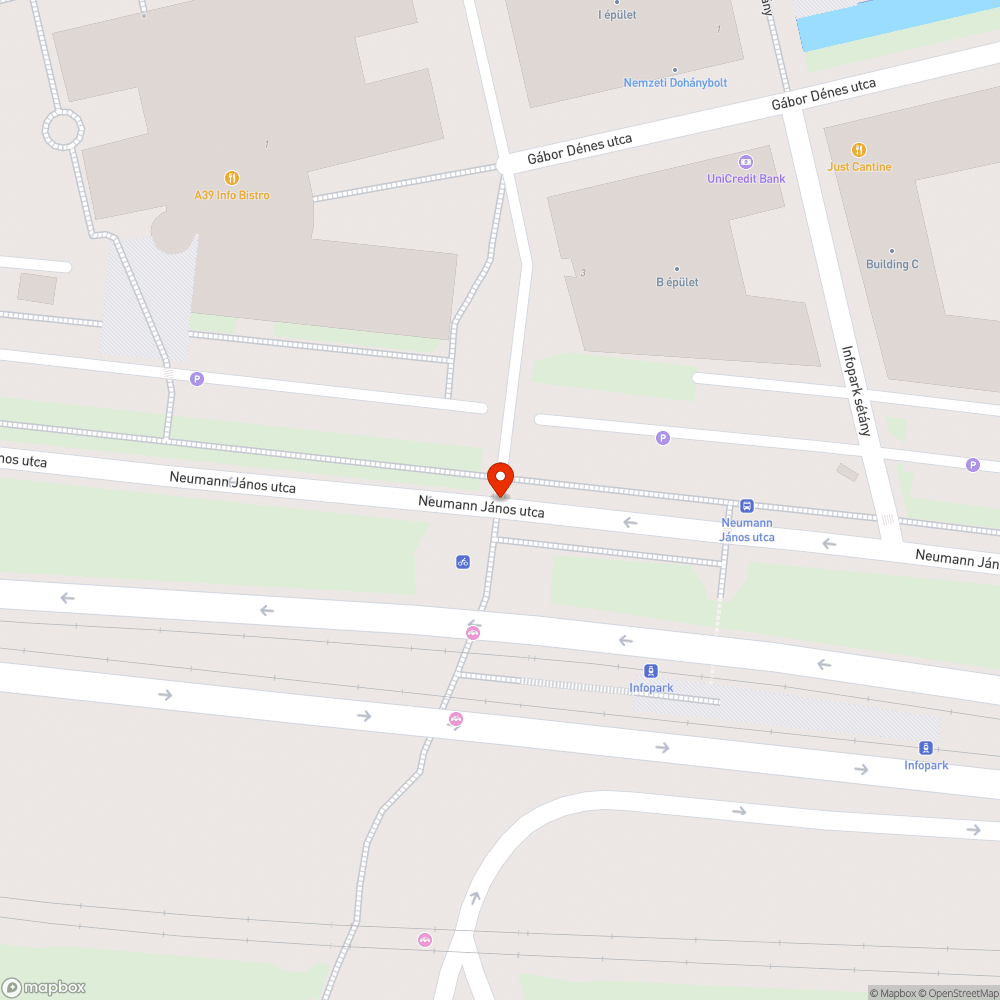 Járdán megálló víz az Infoparknál bejelentés helye