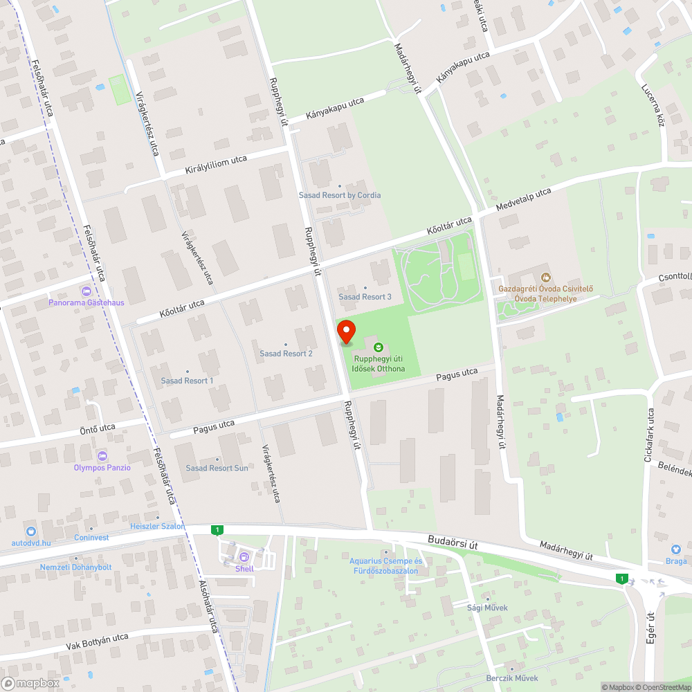 Rupphegyi út alsó szakasza parkolás bejelentés helye