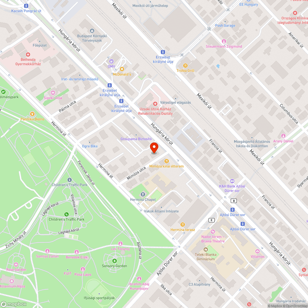 Kátyúk a Budapest XIV. Mimóza utcában bejelentés helye