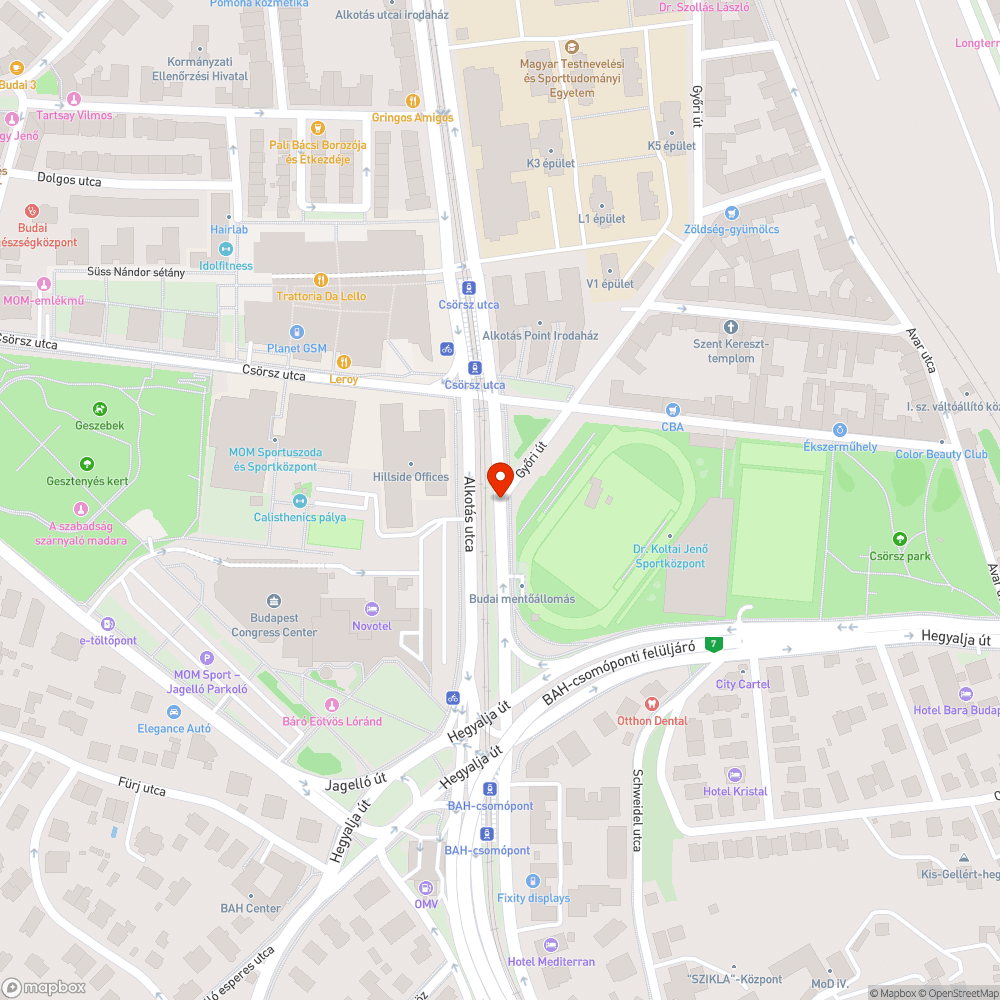 Alkotás út kátyú bejelentés helye