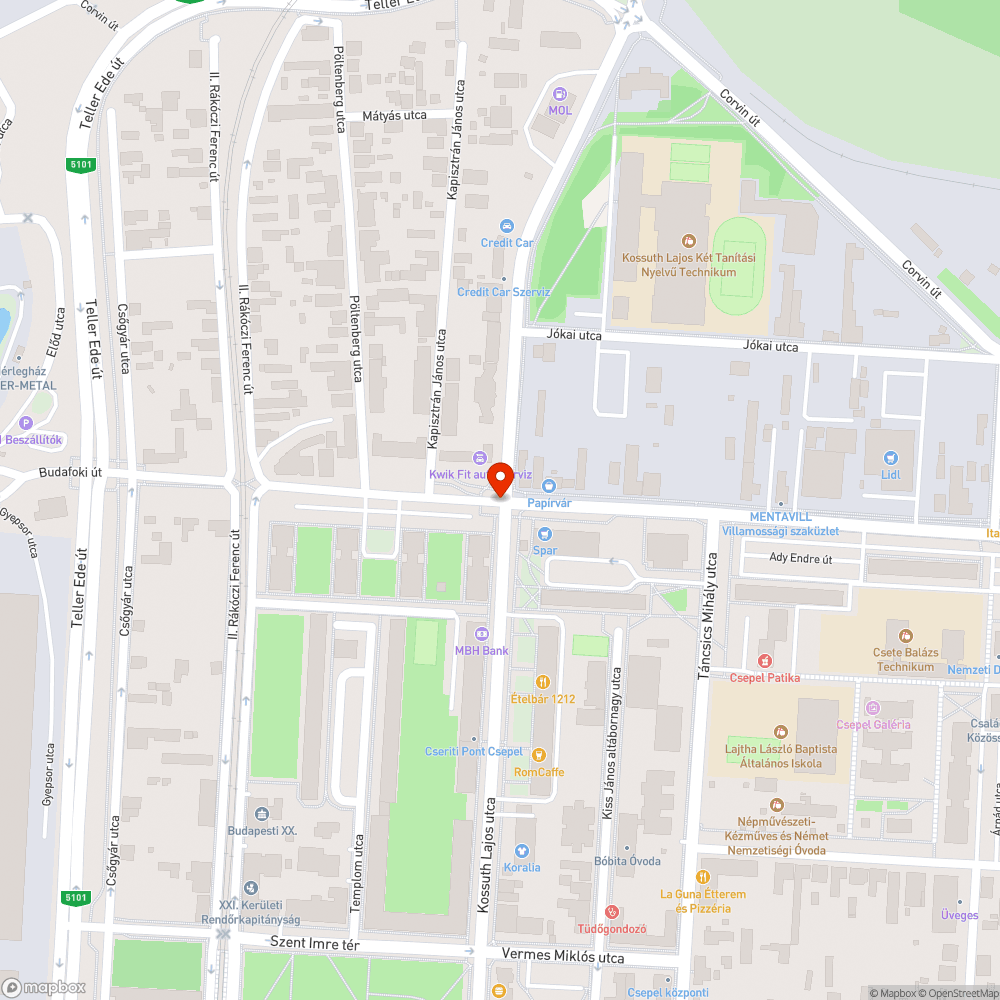 Mély és nagy kátyú bejelentés helye