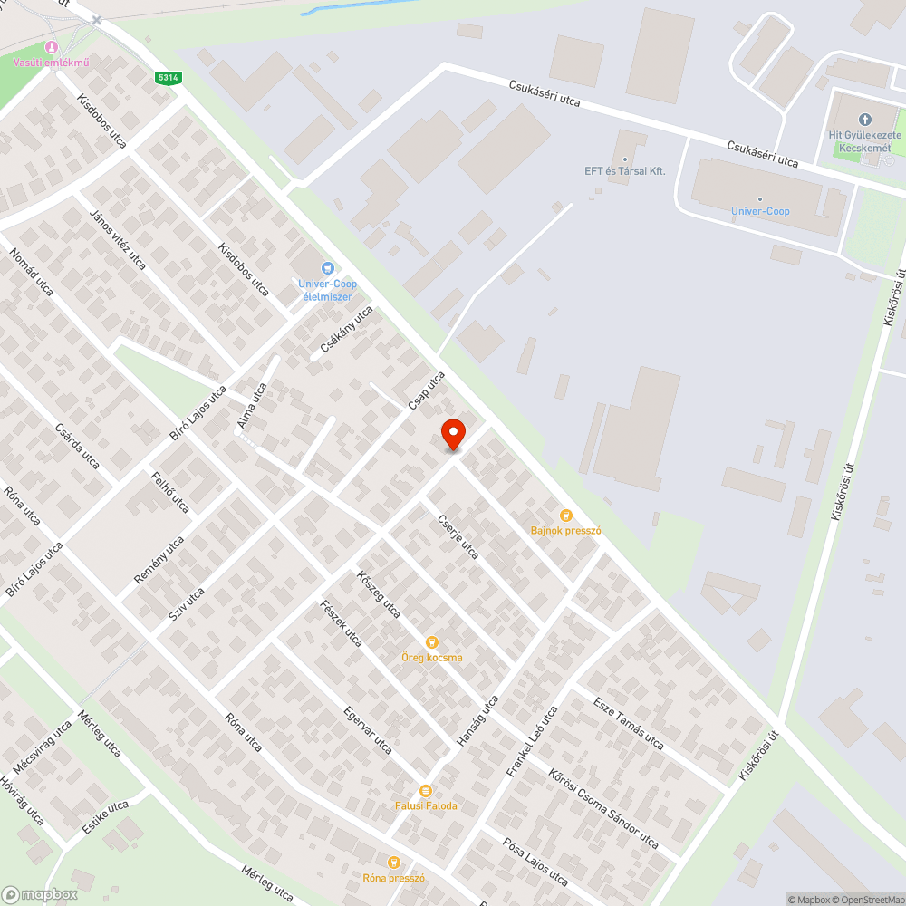 Kecskeméten a Présház utca elején több mély kátyú bejelentés helye