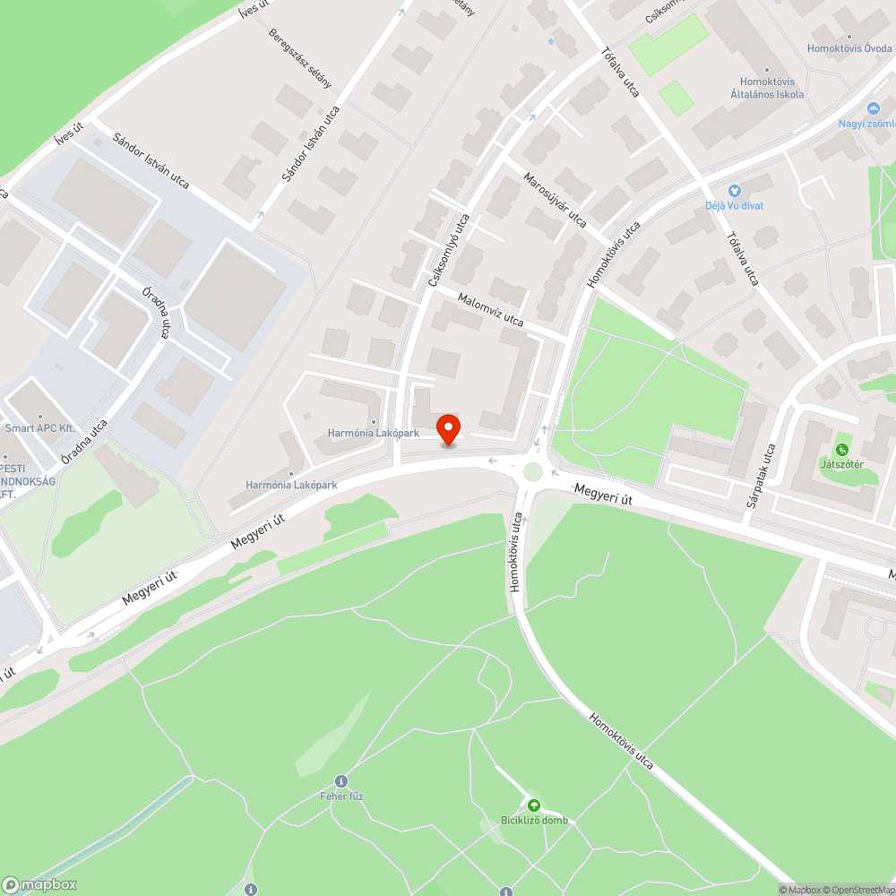 Megyeri úti kátyúsor bejelentés helye