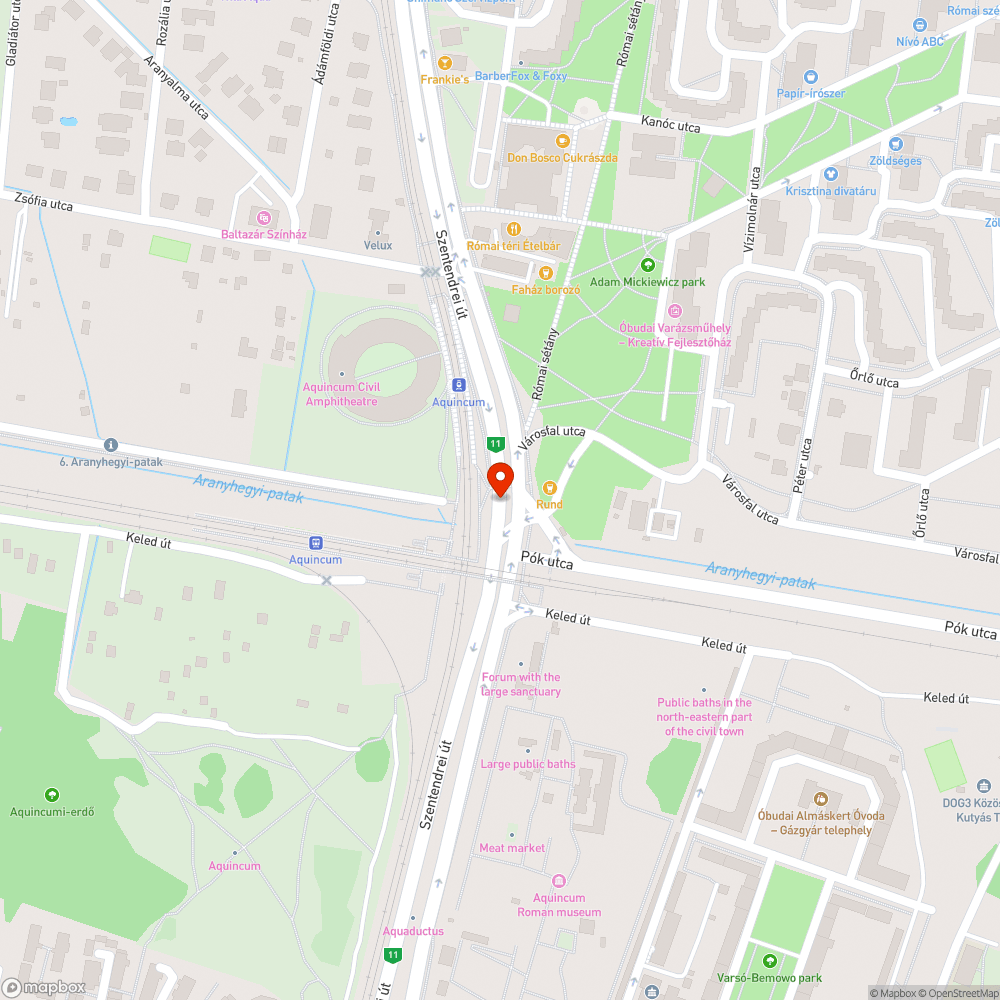 Szentendrei út vasúti felüljárónál lévő lámpa bejelentés helye