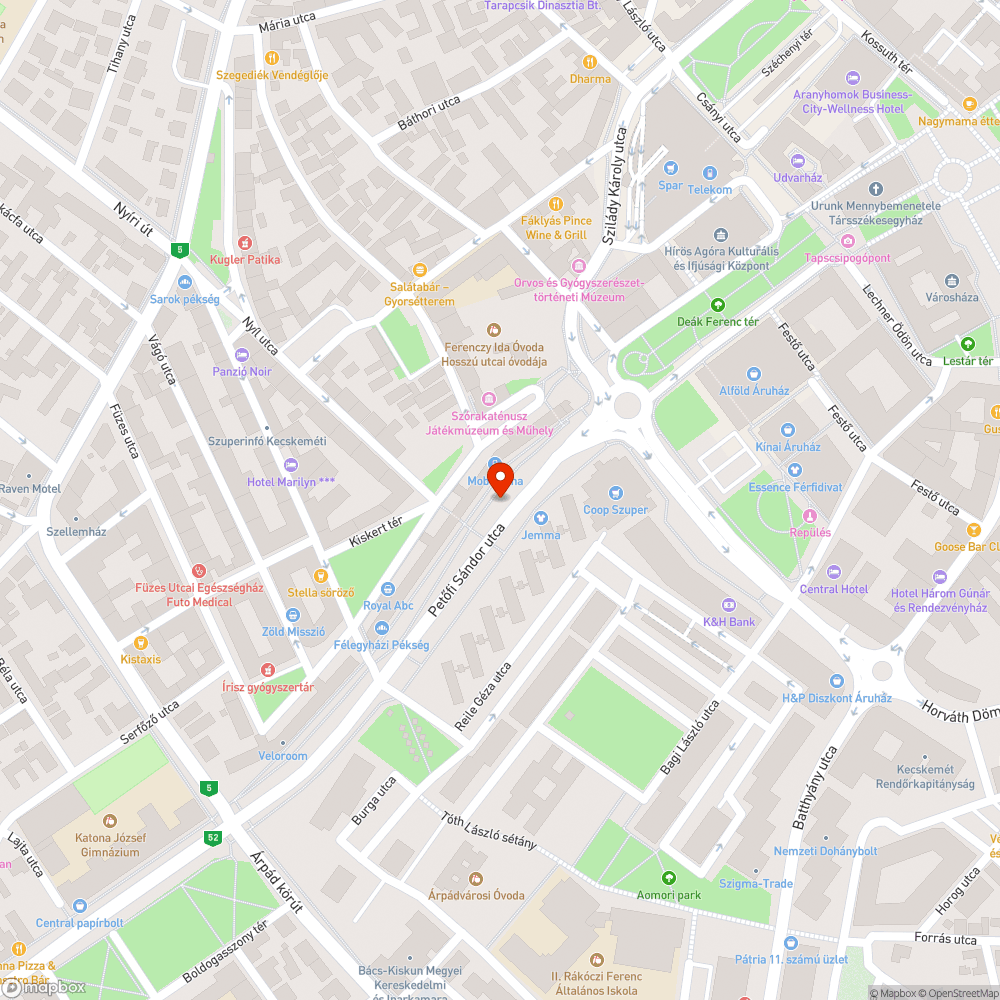 Nem működő közvilágítás a Petőfi Sándor utcán bejelentés helye