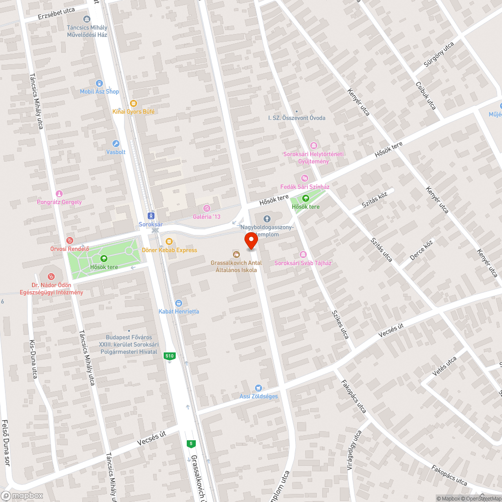 Szemetes virágágyás Soroksár Templom utca bejelentés helye