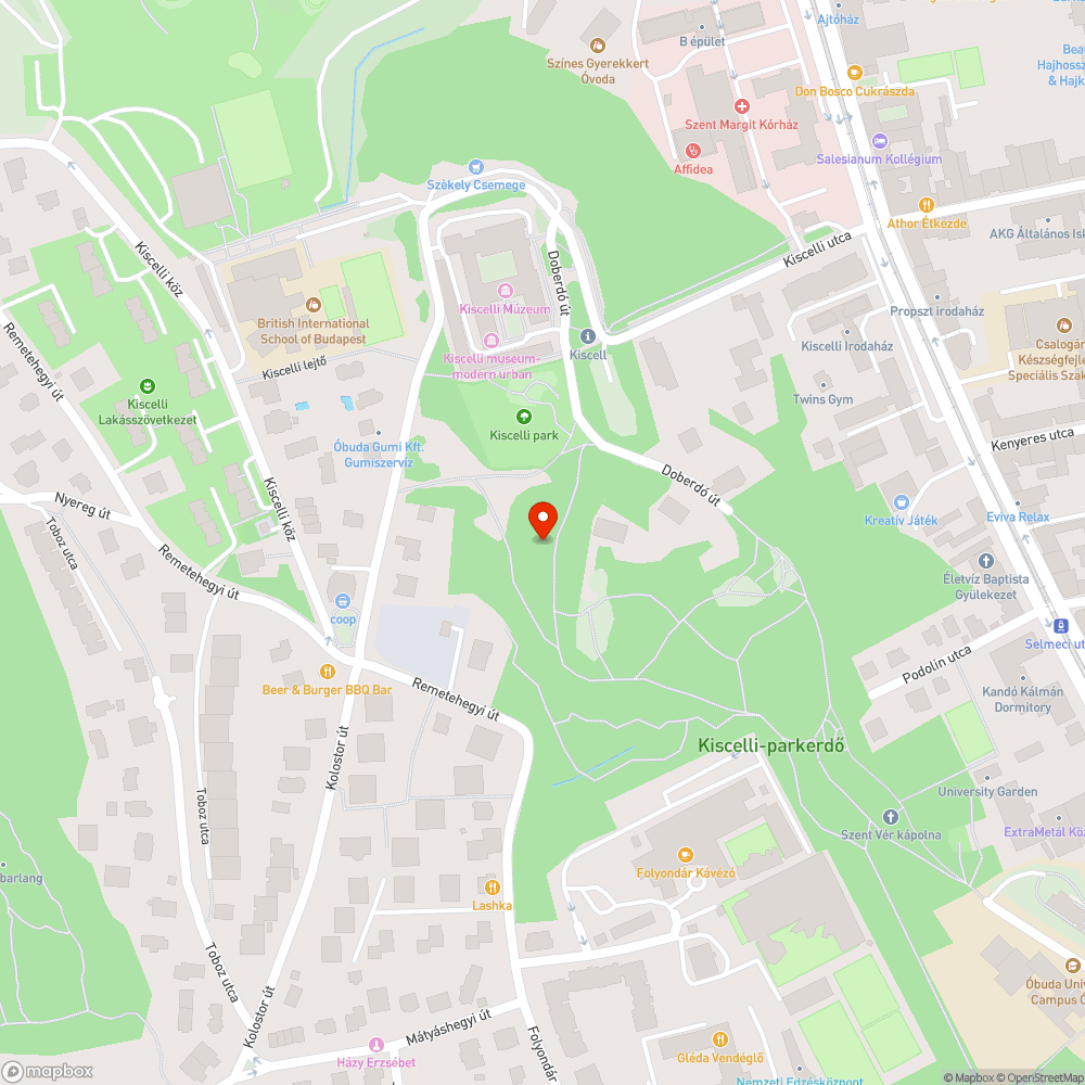 Kiscelli parkerdei összetört kukák bejelentés helye