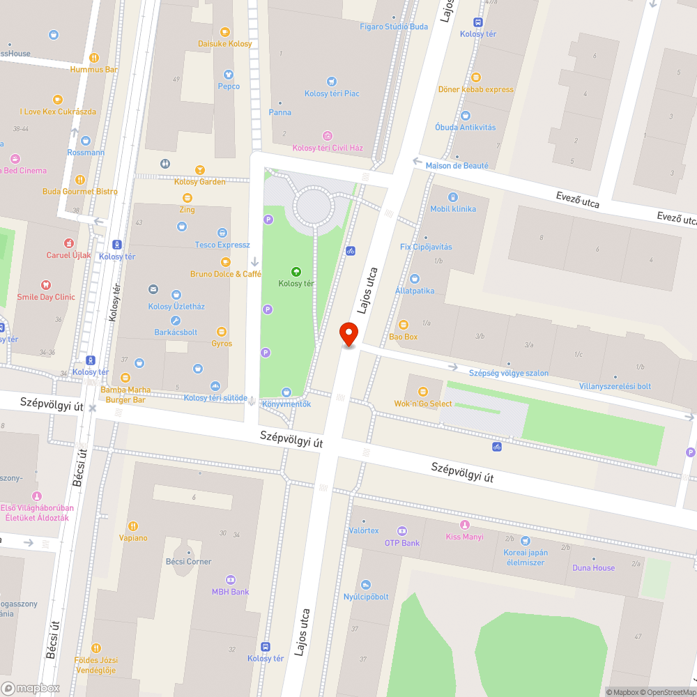 Kolosy tér közlekedésének javítása bejelentés helye