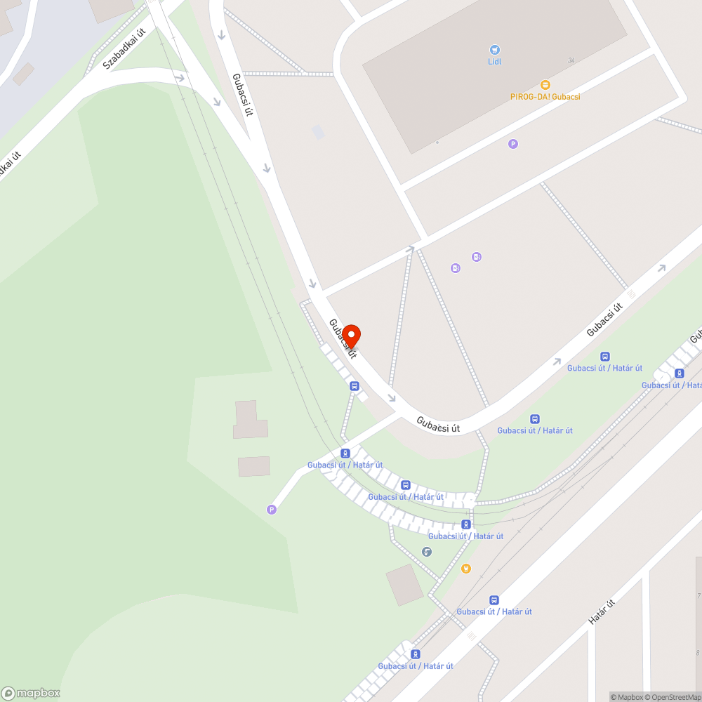 Gubacsi út/Határ út buszmegálló kátyú bejelentés helye