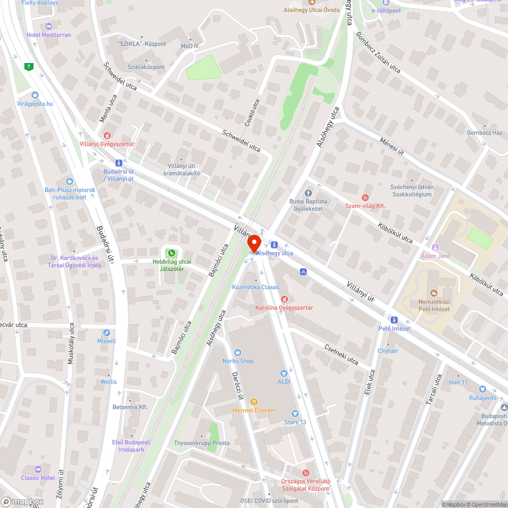 Kiégett átkelésjelző bejelentés helye