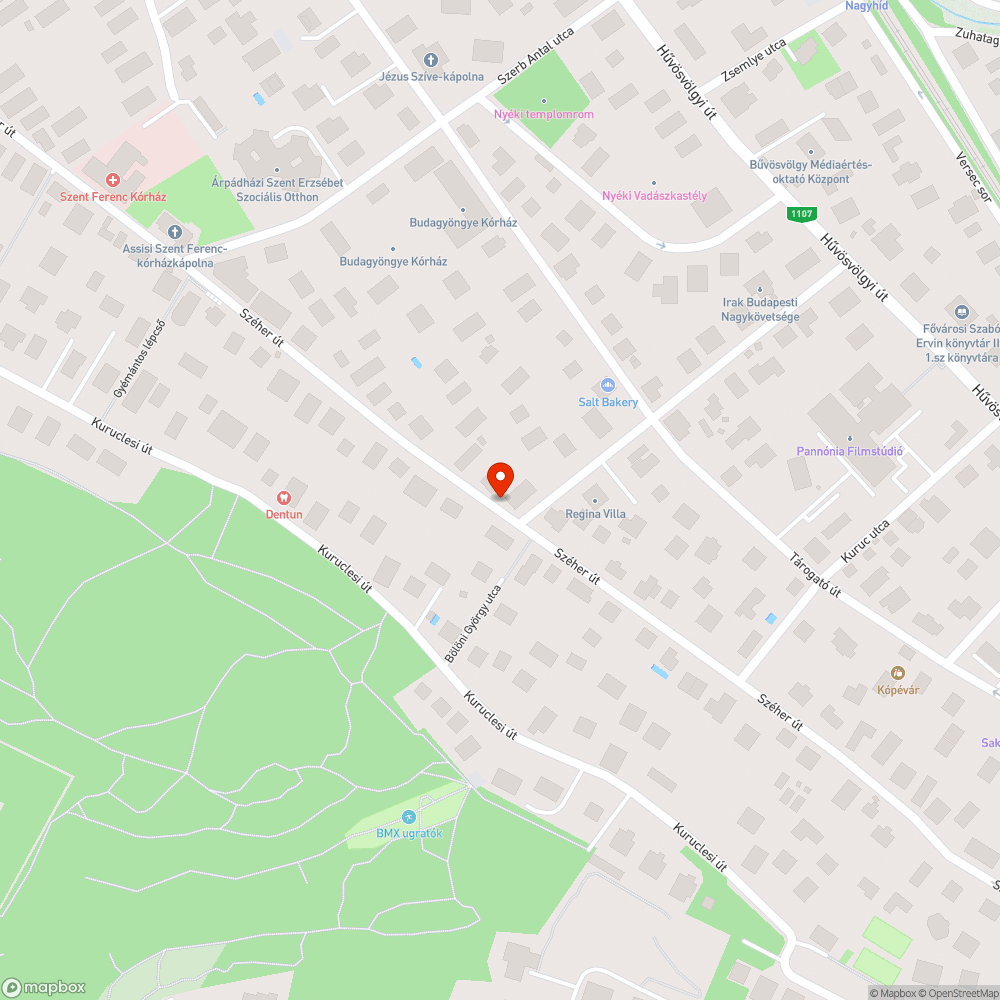 Széher út kátyúi 1 bejelentés helye