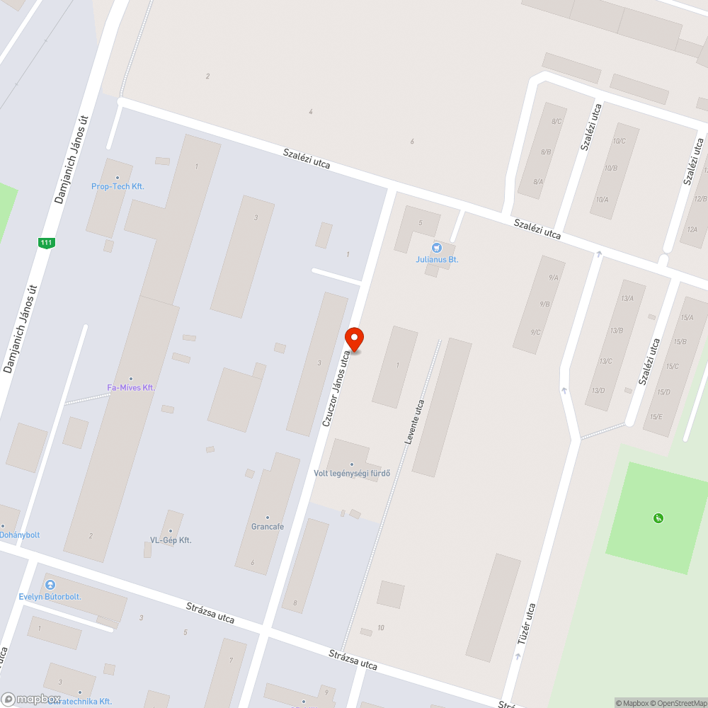 Szalézi lakópark és a hiányzó közvilágítás bejelentés helye