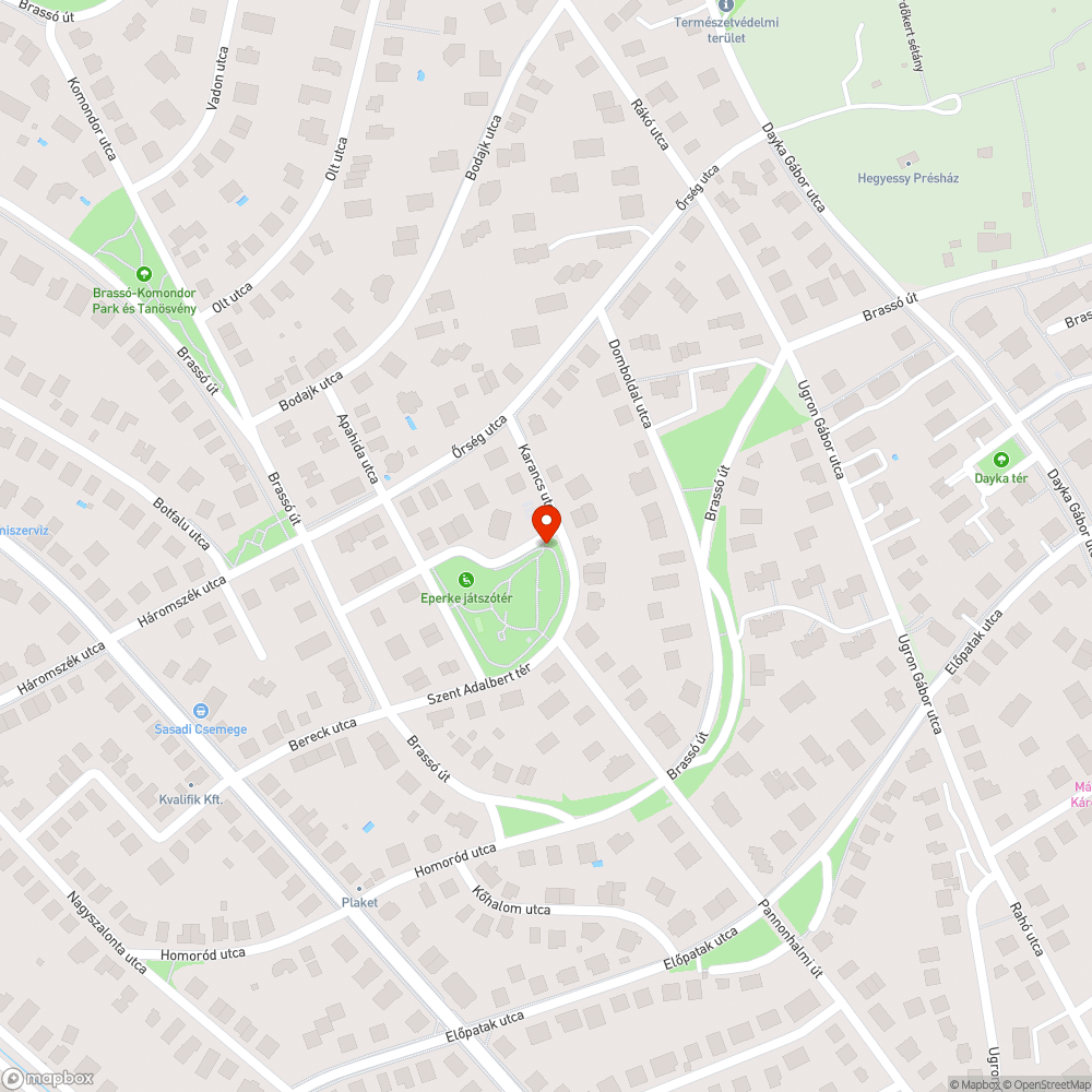 Szent Adalbert tér közvilágítás bejelentés helye