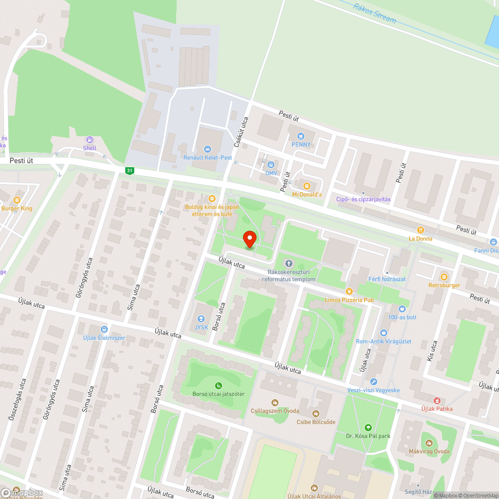 Elhagyott jármű bejelentés helye