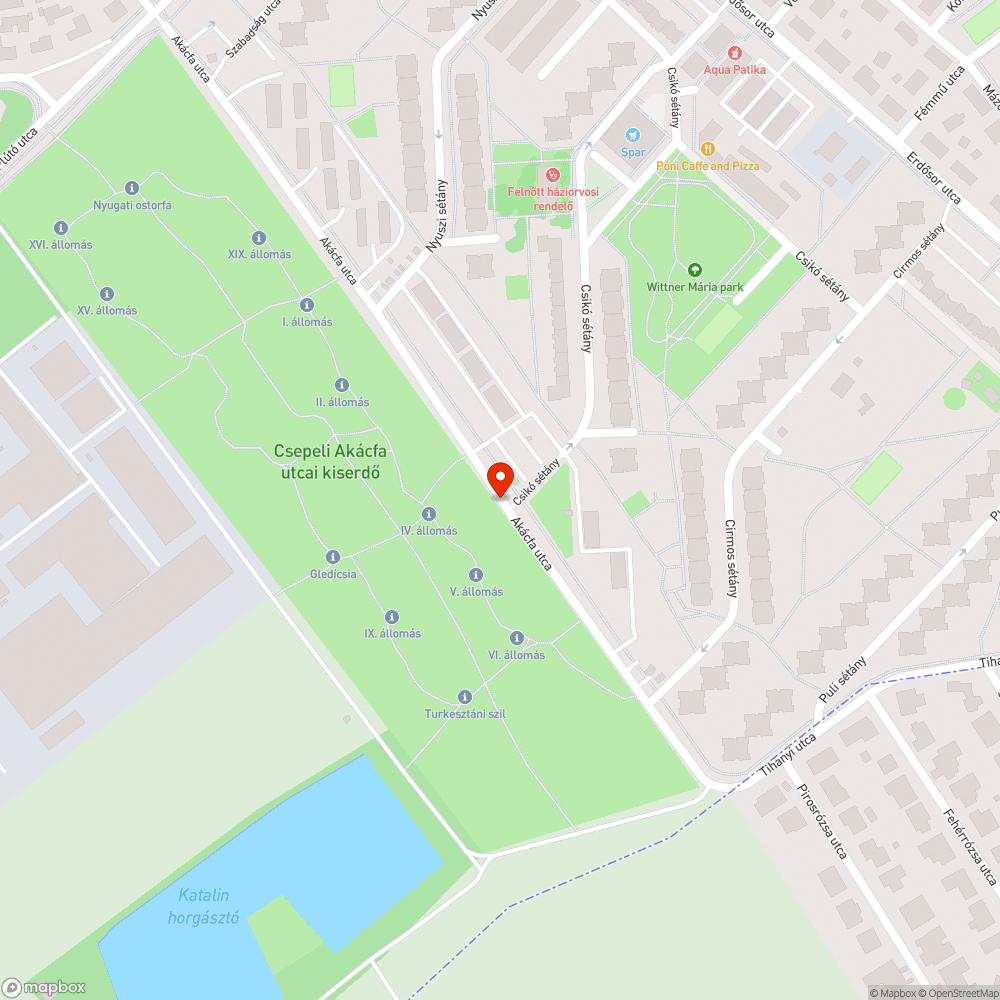 Akácfa utca - kátyúk bejelentés helye