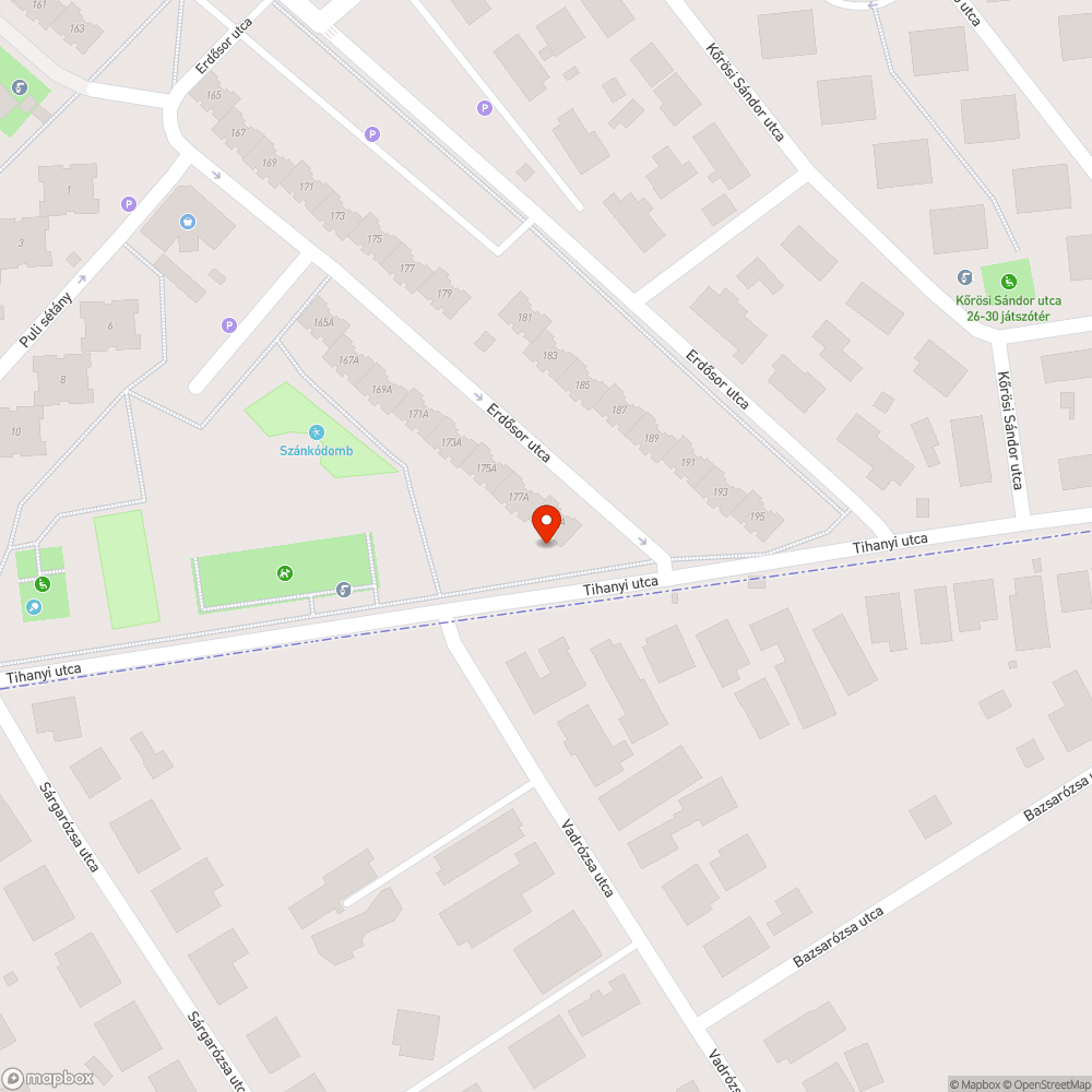 Tihanyi utca - kátyú bejelentés helye