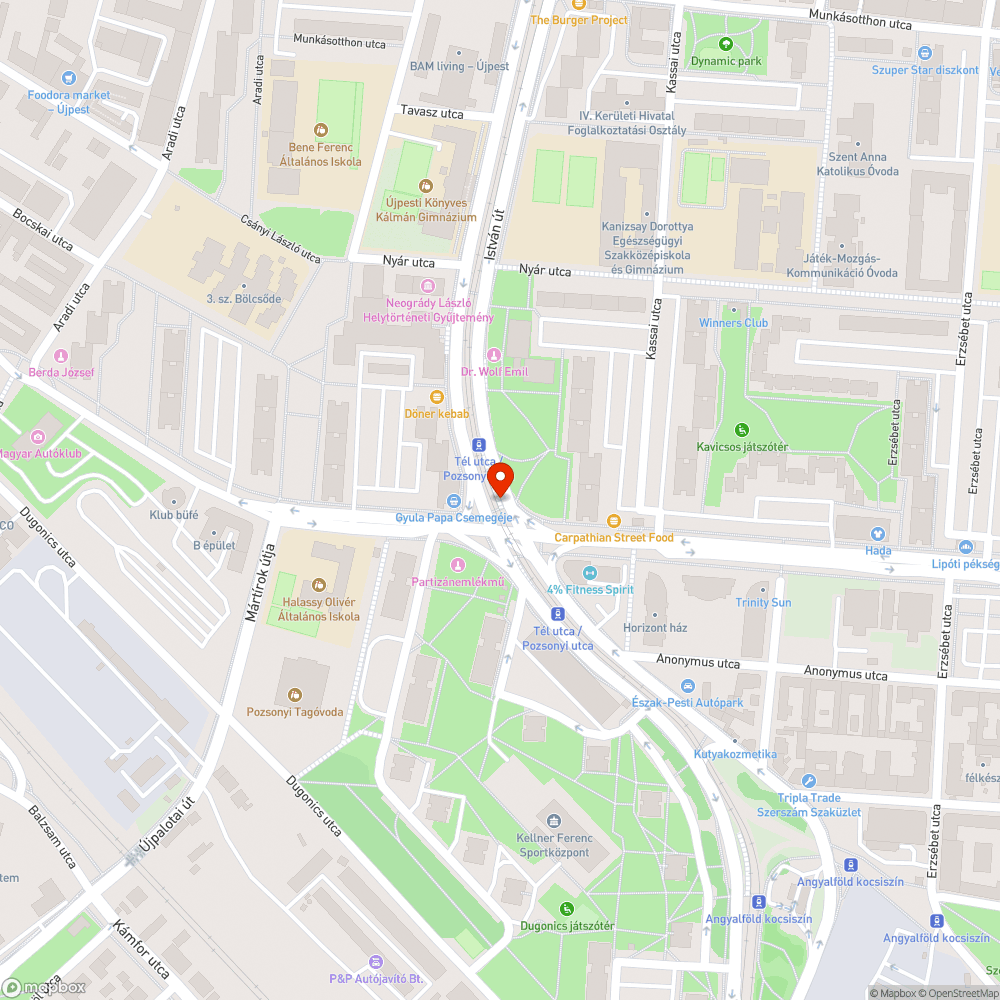 Szemét, csikk a villamosmegállónál bejelentés helye