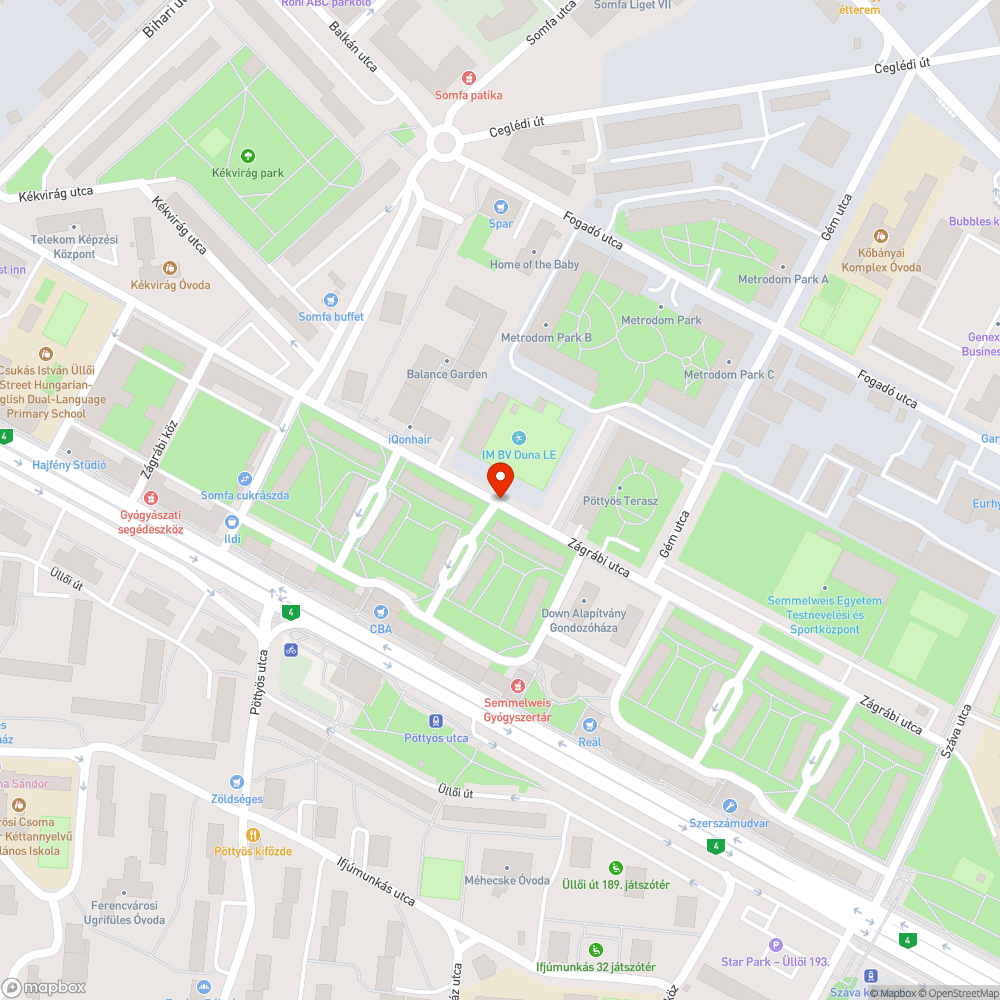 A Zágrábi utcán süllyedés/kátyú az úttesten bejelentés helye