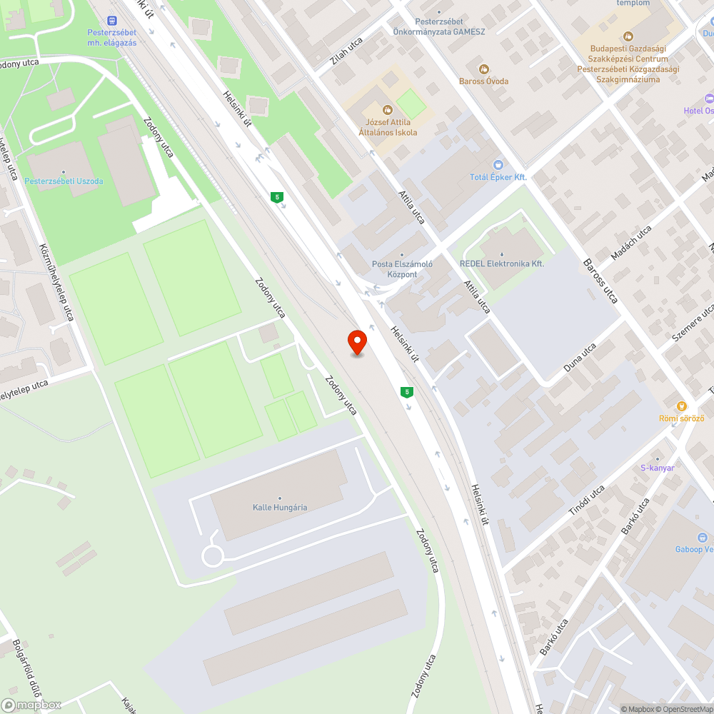 Helsinki út mellett ledobott szemét bejelentés helye