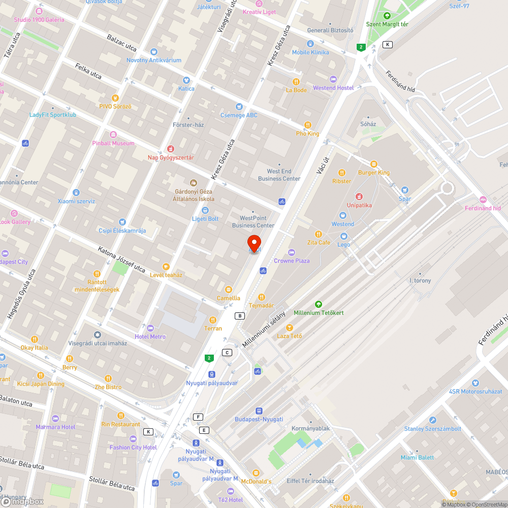 Váci út eleje - szabálytalan parkolás a járdán bejelentés helye