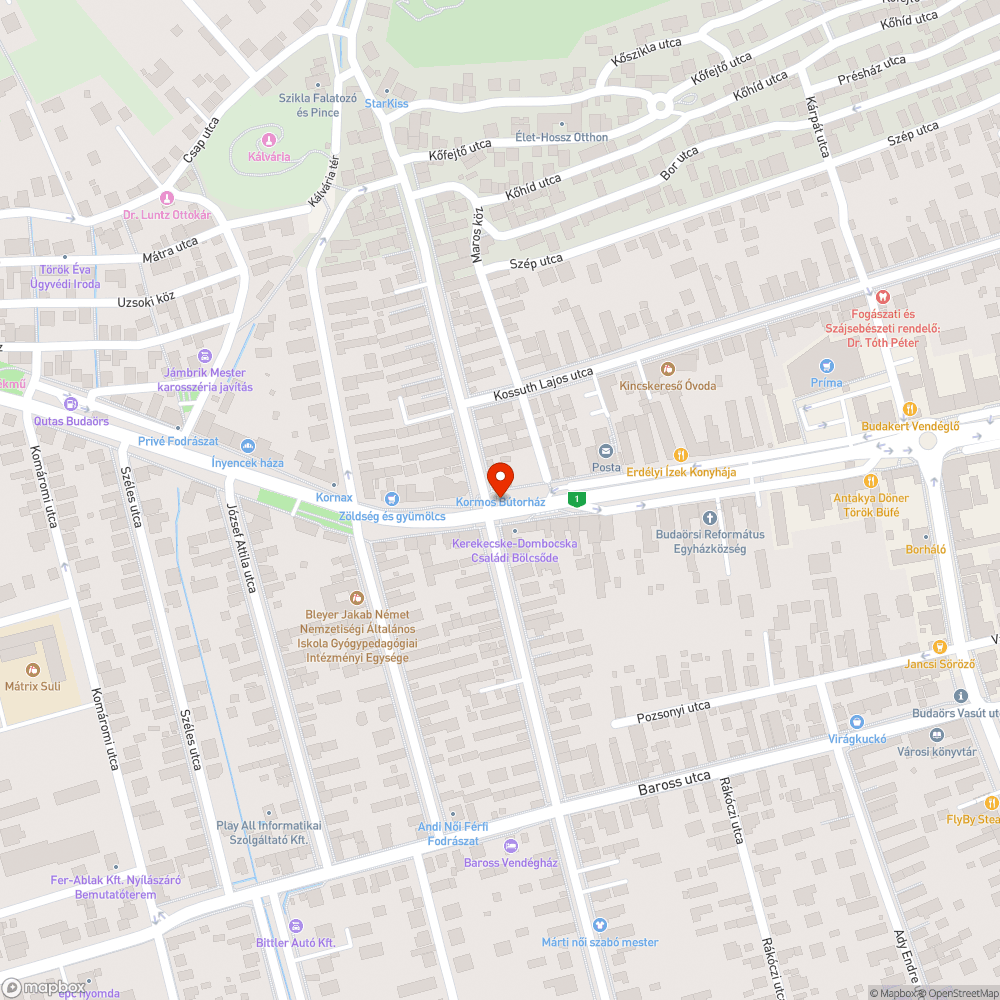 Balesetveszélyes, beszakadt járdaszakasz (Kisfaludy utca, Szabadság út kereszteződés) bejelentés helye