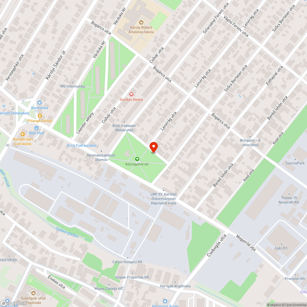 Hibás utcai lámpa bejelentés helye