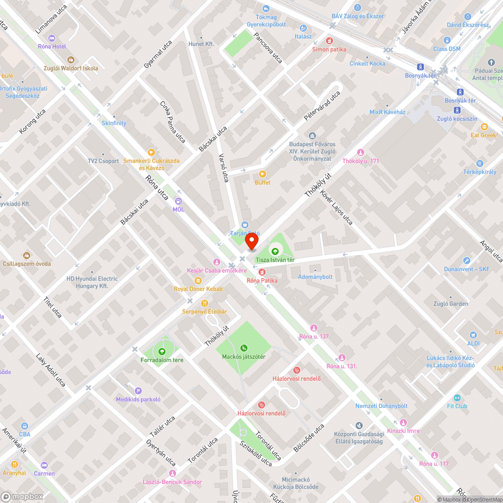 Aszfalt hiányzik akna körül (Róna/Thököly sarok) bejelentés helye