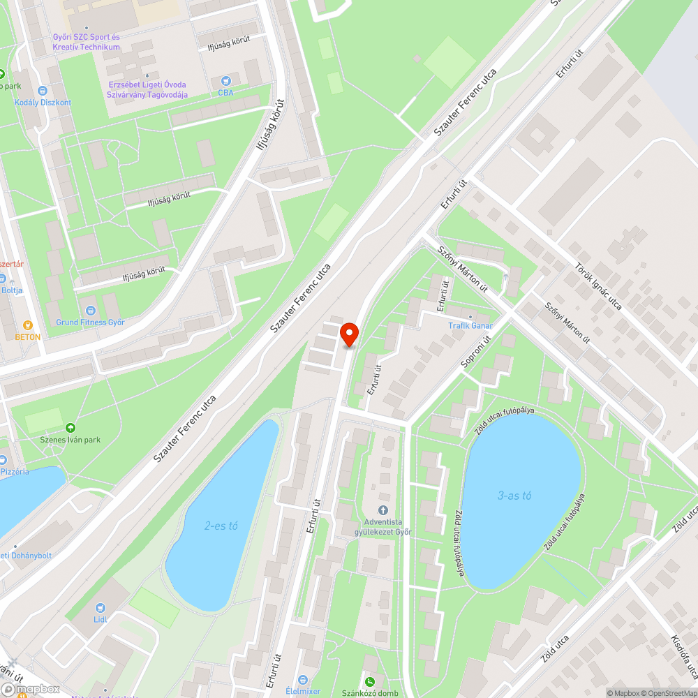 Erfurti út 42-44-46. előtti útszakaszon kátyúsorozat (3 db) bejelentés helye